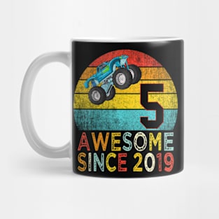 Kids 5Th Birthday Monster Truck Lover 5 Years Old Mug